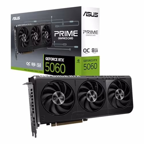ASUS PRIME OC GeForce RTX 5060 GDDR7 (8GB VRAM, Black)