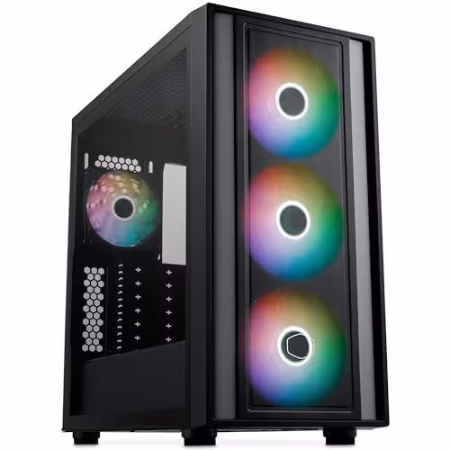 COOLER MASTER MasterBox 600 ATX Mid Tower Tempered Glass Side Panel (Black Solid)