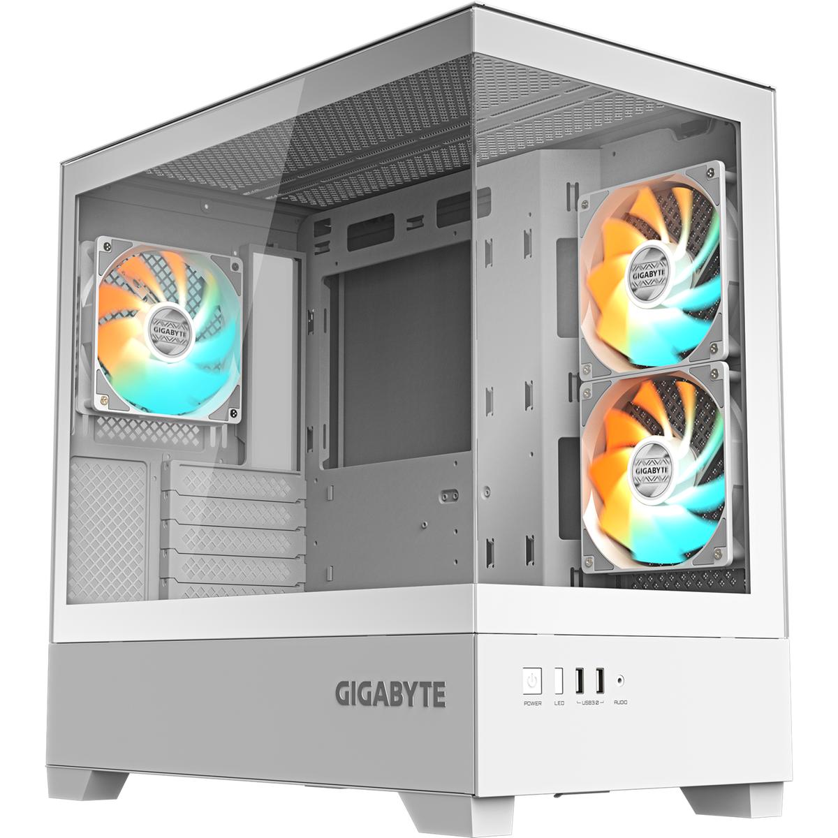 GIGABYTE C201 PANORAMIC Micro ATX Mid Tower Tempered Glass Side Panel (White)