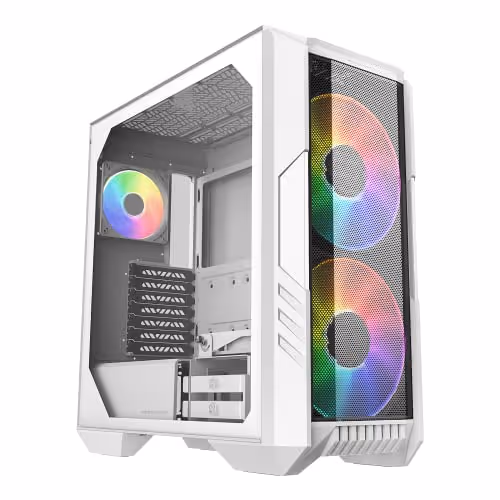 COOLER MASTER HAF 500 ATX Mid Tower Tempered Glass Side Panel (White)