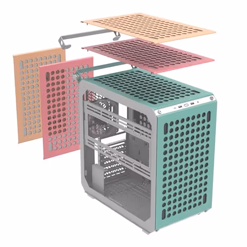 COOLER MASTER QUBE 500 Flatpack Macaron Edition ATX Mid Tower Multicolor Tempered Glass Side Panel (Macaron)