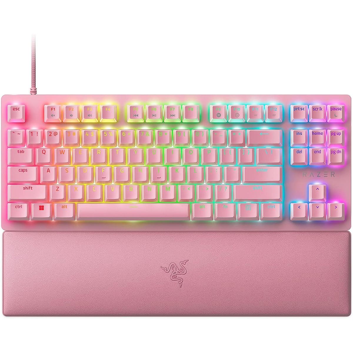 RAZER Huntsman V2 RGB Wired Gaming Keyboard (Razer Red Optical Linear, Pink)