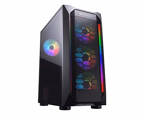 COUGAR MX410 MESH-G RGB ATX Mid Tower Tempered Glass Side Panel (with Vtc 500 W Power Supply)
