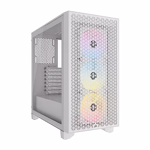 CORSAIR 3000D RGB AIRFLOW ATX Mid Tower Tempered Glass Side Panel (White)