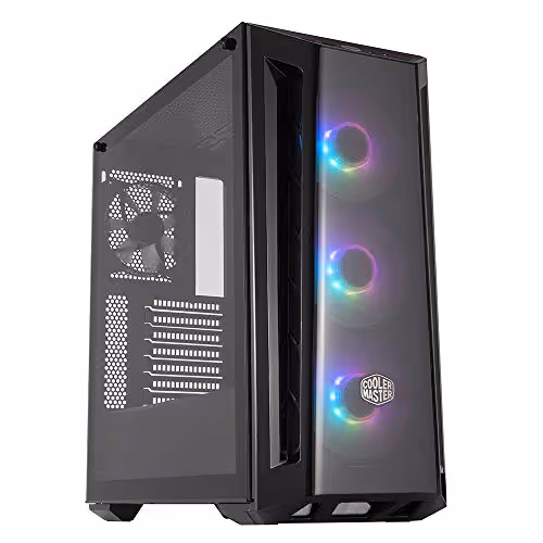 COOLER MASTER MasterBox MB520 ARGB ATX Mid Tower Tempered Glass Side Panel (Black, with 600 W 80 Power Supply)