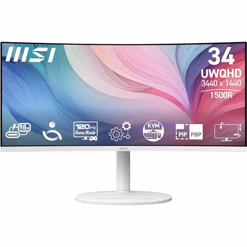 MSI Modern MD342CQPW 34 VA Curved Monitor (White)