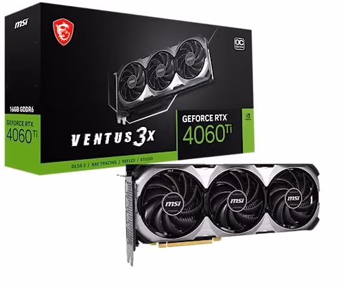 MSI VENTUS 3X OC GeForce RTX 4060 Ti GDDR6 (16GB VRAM)