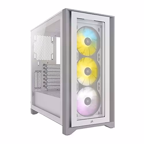CORSAIR iCUE 4000X RGB ATX Mid Tower Tempered Glass Side Panel (White)