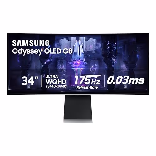 SAMSUNG Odyssey G8 34 QD-OLED Curved Monitor (Silver)