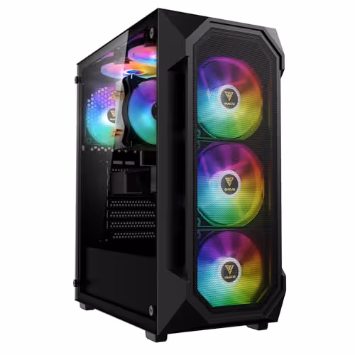 GAMDIAS AURA GC1 ELITE ATX Mid Tower Tempered Glass Side Panel (Black, with Helios E 1 650 W Power Supply)