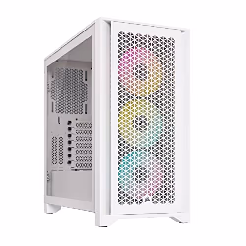 CORSAIR iCUE 4000D RGB AIRFLOW ATX Mid Tower Tempered Glass Side Panel (White)