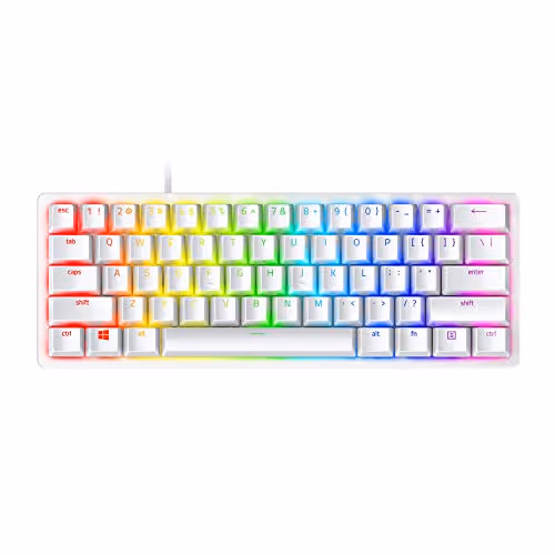 RAZER Huntsman Mini RGB Wired Mini Keyboard (Razer Purple Optical Clicky, White)