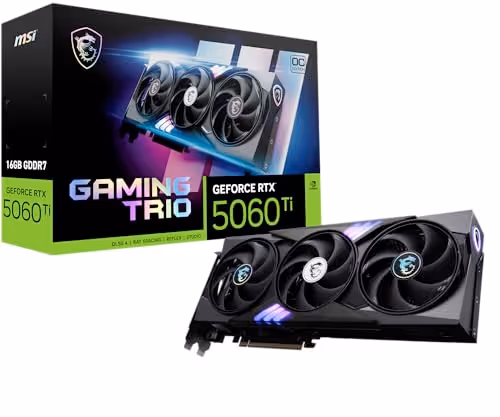 MSI GAMING TRIO OC GeForce RTX 5060 Ti GDDR7 (16GB VRAM, Black)