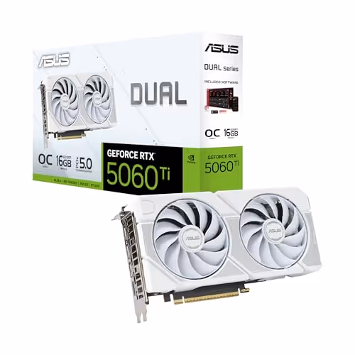 ASUS DUAL OC GeForce RTX 5060 Ti GDDR7 (16GB VRAM, White)