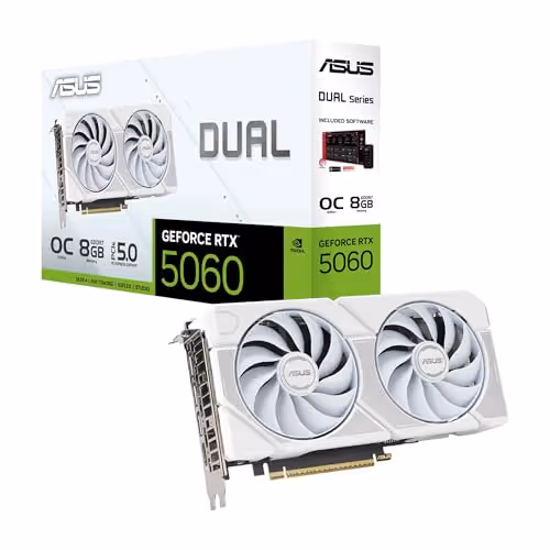 ASUS DUAL OC GeForce RTX 5060 Ti GDDR7 (8GB VRAM, White)