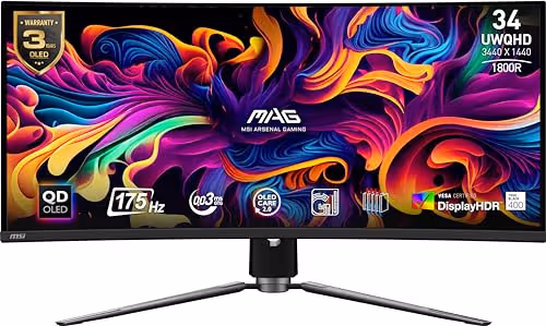 MSI MAG 341CQP QD-OLED 34 QD-OLED Curved Monitor