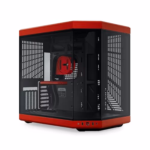 HYTE Y70 ATX Mid Tower Tempered Glass Side Panel (Black Red)