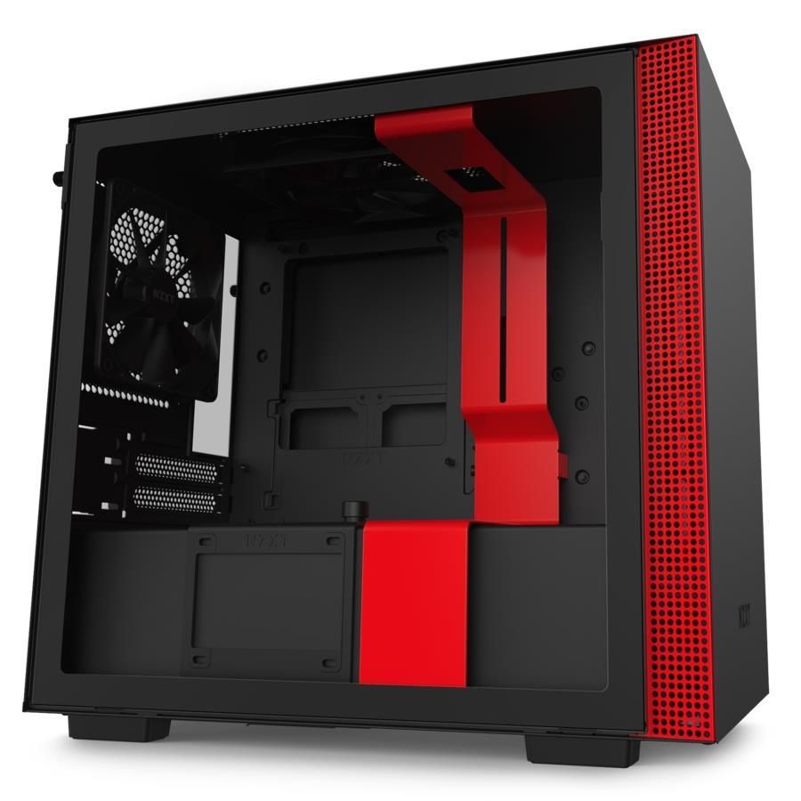 NZXT H210 Mini-ITX Tower Tempered Glass Side Panel (Matte Black Red)